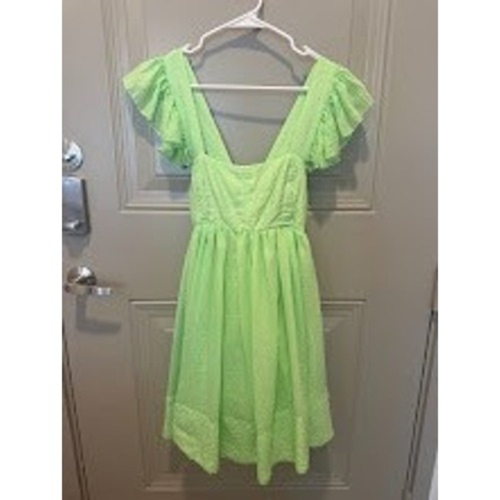 Mable Ruffle Mini Dress Green Size Large